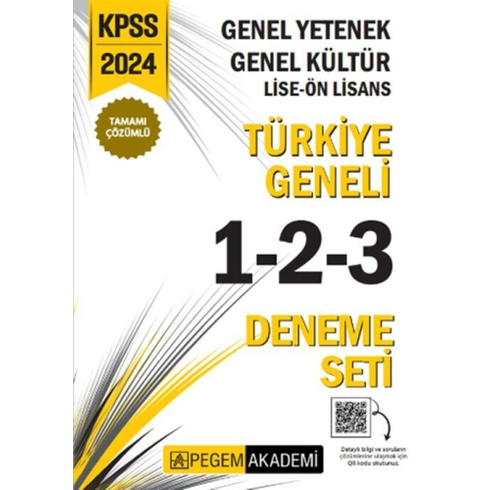 Pegem Yayınları 2024 Kpss Genel Yetenek Genel Kültür Lise Ön Lisans Türkiye Geneli 1-2-3 Deneme Seti Komisyon