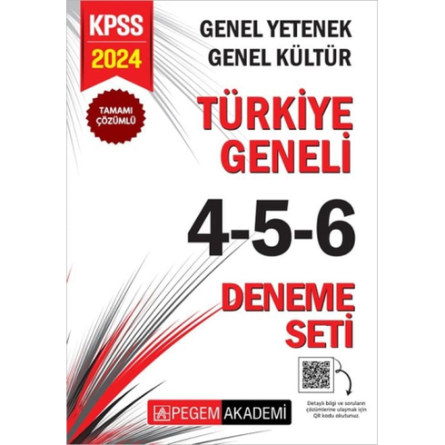 Pegem Yayınları 2024 Kpss Genel Yetenek Genel Kültür Türkiye Geneli 3 Deneme (4-5-6) Komisyon