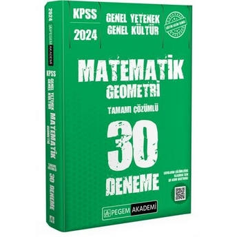 Pegem Yayınları 2024 Kpss Matematik Geometri Tamamı Çözümlü 30 Deneme Komisyon