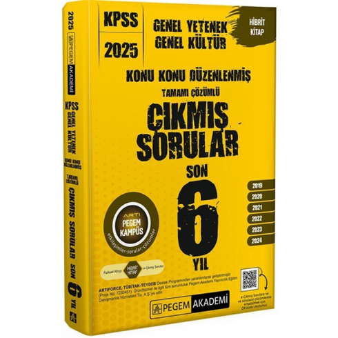 Pegem Yayınları 2025 Kpss Genel Yetenek Genel Kültür Konu Konu Düzenlenmiş Tamamı Çözümlü Çıkmış Sorular Son 5 Sınav Komisyon