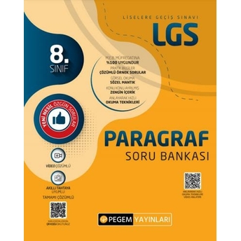 Pegem Yayınları 8. Sınıf Lgs Paragraf Soru Bankası Komisyon