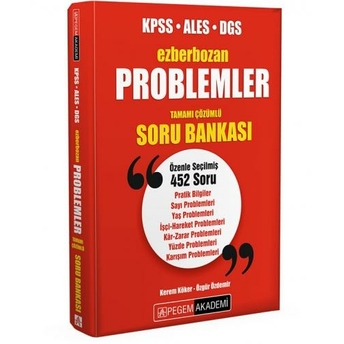 Pegem Yayınları Kpss Ales Dgs Problemler Ezberbozan Soru Bankası Kerem Köker