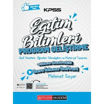 Pegem Yayınları Kpss Eğitim Bilimleri Program Geliştirme Ders Izleme Defteri Mehmet Sayar