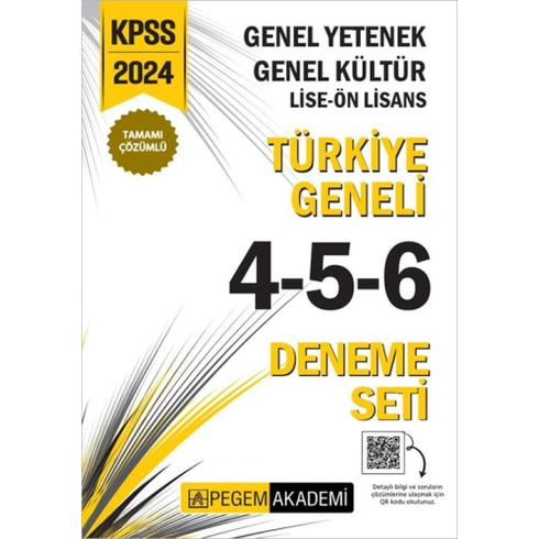 Pegem Yayınları Pegem 2024 Kpss Lise Ön Lisans Türkiye Geneli 3 Deneme (4-5-6) Komisyon