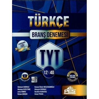 Pes Yayınları Tyt Türkçe 12 X 40 Branş Denemesi Mehmet Durmaz