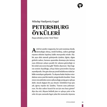 Petersburg Öyküleri Nikolay Vasilyeviç Gogol