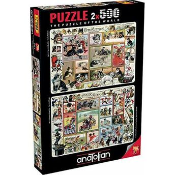 Puzzle 2X500 Parça Sevimli Kediler-Komik Köpekler Kolektif