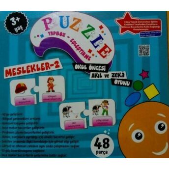 Puzzle Yapboz-Eşleştirme - Meslekler 2 - Okul Öncesi Akıl Ve Zeka Oyunu 48 Parça