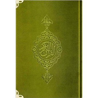 Rahle Boy Kadife Kur'An-I Kerim (Yeşil, Yaldızlı, Mühürlü) Y8 Ciltli Kolektif