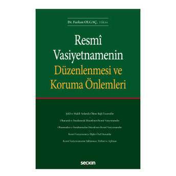 Resmî Vasiyetnamenin Düzenlenmesi Ve Koruma Önlemleri Furkan Olgaç