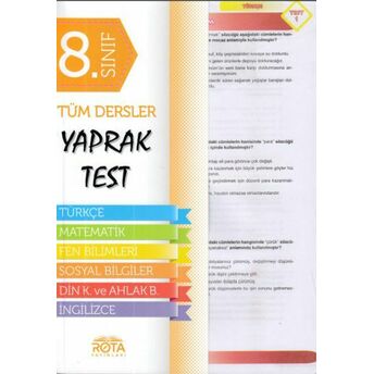 Rota 8.Sınıf Tüm Dersler Yaprak Test (Yeni) Kolektif