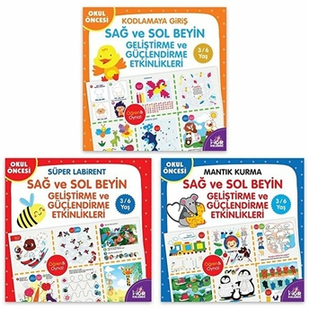 Sağ Ve Sol Beyin Geliştirme Ve Güçlendirme Etkinlikleri Seti 3-6 Yaş (3 Kitap Takım)