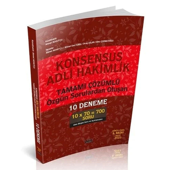 Savaş Yayınları 2023 Adli Hakimlik Konsensus ​10 Deneme Çözümlü Ahmet Nohutçu