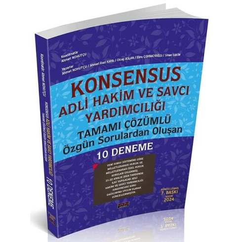 Savaş Yayınları 2024 Konsensus Hakim Ve Savcı Yardımcılığı 10 Deneme Ahmet Nohutçu