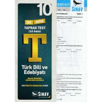 Sınav 10. Sınıf Türk Dili Ve Edebiyatı Yaprak Test (Yeni) Kolektif