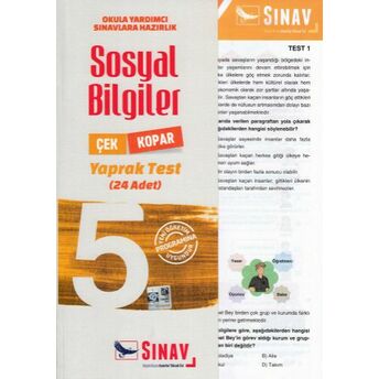 Sınav 5. Sınıf Sosyal Bilgiler Çek Kopar Yaprak Test (Yeni) Komisyon