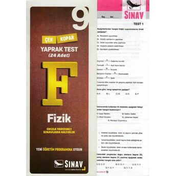 Sınav 9. Sınıf Fizik Çek Kopar Yaprak Test (Yeni) Kolektif