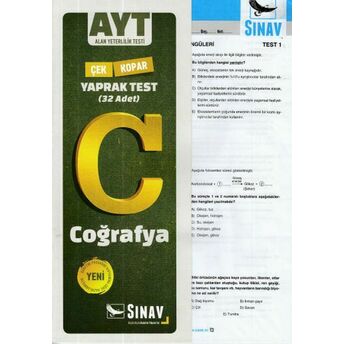 Sınav Ayt Coğrafya Yaprak Test (Yeni) Kolektif