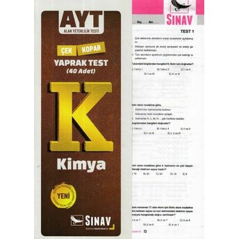 Sınav Ayt Kimya Yaprak Test (Yeni) Kolektif