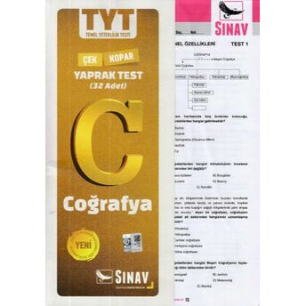 Sınav Tyt Coğrafya Yaprak Test (Yeni) Kolektif