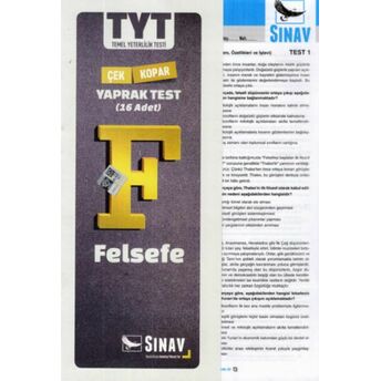 Sınav Tyt Felsefe Yaprak Test (Yeni) Kolektif