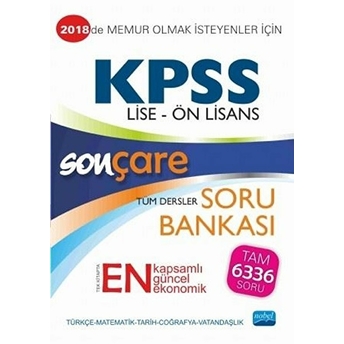 Son Çare Kpss Lise-Ön Lisans Tüm Dersler Soru Bankası