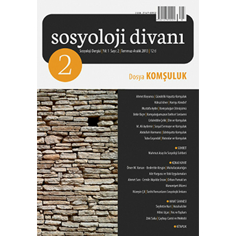 Sosyoloji Divanı Sayı: 2 Temmuz-Aralık 2013 Kolektif