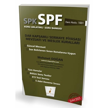 Spk-Spf Dar Kapsamlı Sermaye Piyasası Mevzuatı Ve Meslek Kuralları Konu Anlatımlı Soru Bankası Mehmet Doğan