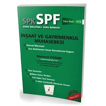 Spk-Spf Inşaat Ve Gayrimenkul Muhasebesi Konu Anlatımlı Soru Bankası Mehmet Doğan