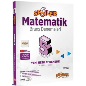 Spoiler Yayınları 5. Sınıf Matematik Spoiler 17 Deneme Komisyon