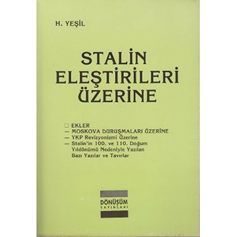 Stalin Eleştirileri Üzerine H. Yeşil