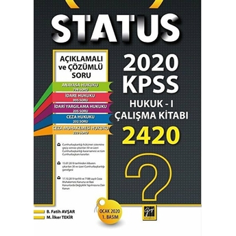 Status 2020 Kpss Hukuk - 1 Çalışma Kitabı B. Fatih Avşar