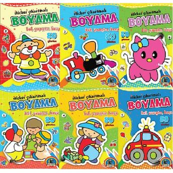 Sticker Çıkartmalı Boyama - Bul, Yapıştır, Boya (6 Kitap) Komisyon