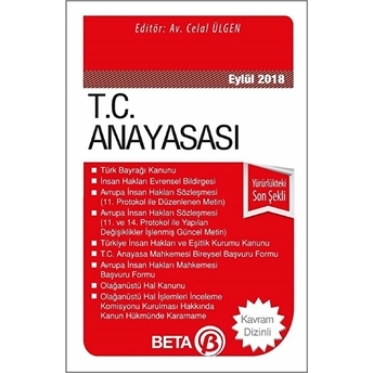 T.c. Anayasası (Eylül 2018) Cep Boy Celal Ülgen