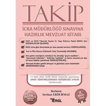 Takip Icra Müdürlüğü Sınavına Hazırlık Mevzuat Kitabı Sertkan Erdurmaz