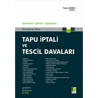 Tapu Iptali Ve Tescil Davaları Ciltli Turan Çınar