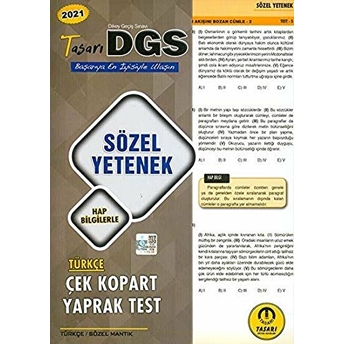 Tasarı 2021 Dgs Sözel Yetenek Yaprak Test Özgen Bulut