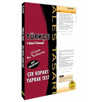 Tasarı Ales Türkçe Sözel Yetenek Yaprak Test Çek Kopart Komisyon