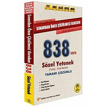 Tasarı Dgs Ales Tyt Kpss Öncesi Çözülmesi Gereken Sözel Yetenek 838 Soru (Yeni) Kolektif