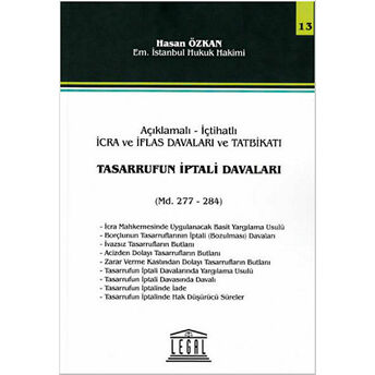 Tasarrufun Iptali Davaları Md. 277-284 Hasan Özkan