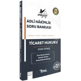 Temsil Kitap Yayınları 2023 Imtiyaz Adli Hakimlik Soru Bankası Ticaret Hukuku Erhan Güneş