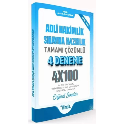 Temsil Yayınları  Adli Hakimlik 4X100 Deneme Çözümlü Yelda Ülgen