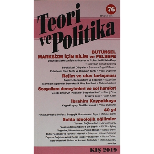 Teori Ve Politika Dergisi Sayı: 76 Kış 2019 Kolektif