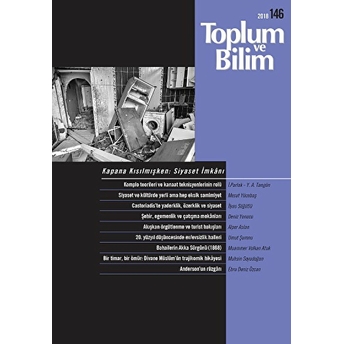 Toplum Ve Bilim Dergisi Sayı: 146 Aralık 2018 Kolektif