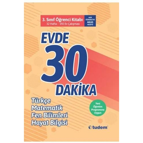 Tudem 3. Sınıf Evde 30 Dakika Türkçe Matematik Fen Bilimleri Hayat Bilgisi Soru Ev Çalışması Yeni 2019 Müfredat