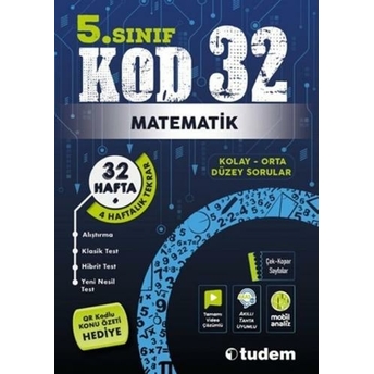 Tudem Yayınları 5. Sınıf Matematik Kod 32 Tekrar Testleri Komisyon