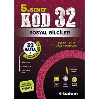 Tudem Yayınları 5. Sınıf Sosyal Bilgiler Kod 32 Tekrar Testleri Komisyon