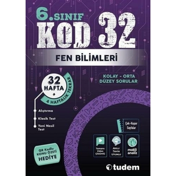 Tudem Yayınları 6. Sınıf Fen Bilimleri Kod 32 Tekrar Testleri Komisyon