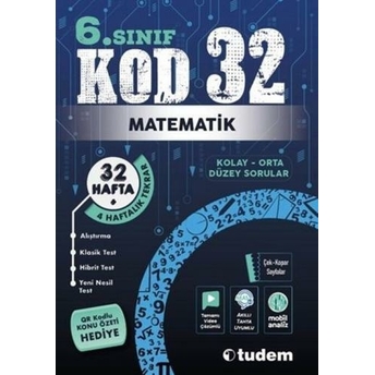 Tudem Yayınları 6. Sınıf Matematik Kod 32 Tekrar Testleri Komisyon