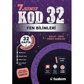 Tudem Yayınları 7. Sınıf Fen Bilimleri Kod 32 Tekrar Testleri Komisyon